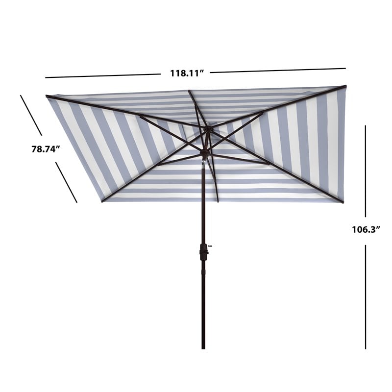 Safavieh Iris Fashion Line 6.5x10ft Rect Metal/Polyester Umbrella in Black/White