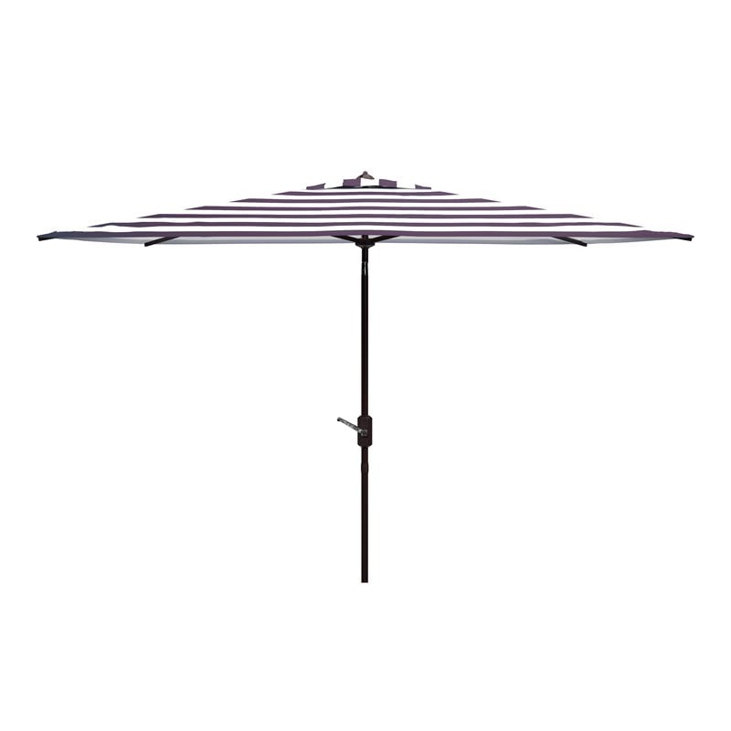 Safavieh Iris Fashion Line 6.5x10ft Rect Metal/Polyester Umbrella in Black/White