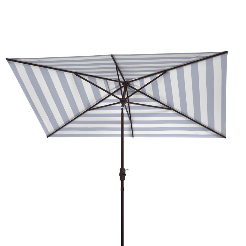 Safavieh Iris Fashion Line 6.5x10ft Rect Metal/Polyester Umbrella in Navy/White