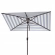 Safavieh Iris Fashion Line 6.5x10ft Rect Metal/Polyester Umbrella in Navy/White