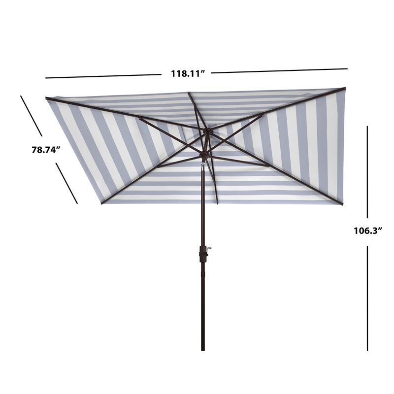 Safavieh Iris Fashion Line 6.5x10ft Rect Metal/Polyester Umbrella in Navy/White