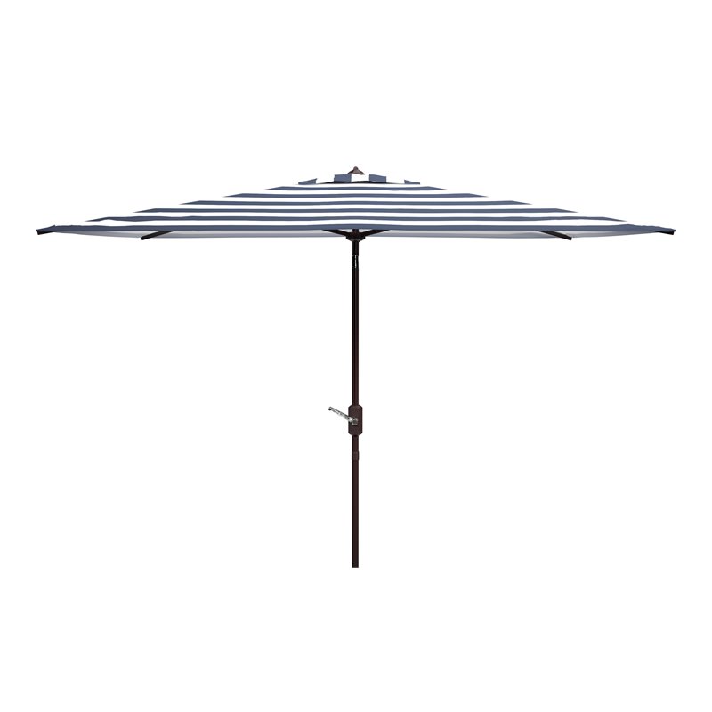 Safavieh Iris Fashion Line 6.5x10ft Rect Metal/Polyester Umbrella in Navy/White
