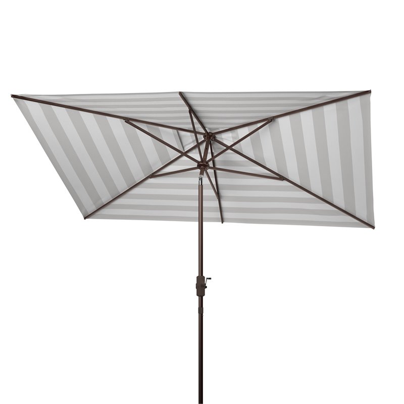 Safavieh Iris Fashion Line 6.5x10ft Rect Metal/Polyester Umbrella in Gray/White