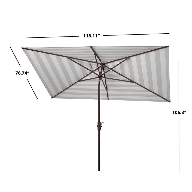 Safavieh Iris Fashion Line 6.5x10ft Rect Metal/Polyester Umbrella in Gray/White