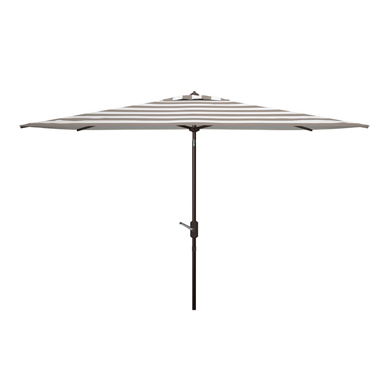 Safavieh Iris Fashion Line 6.5x10ft Rect Metal/Polyester Umbrella in Gray/White