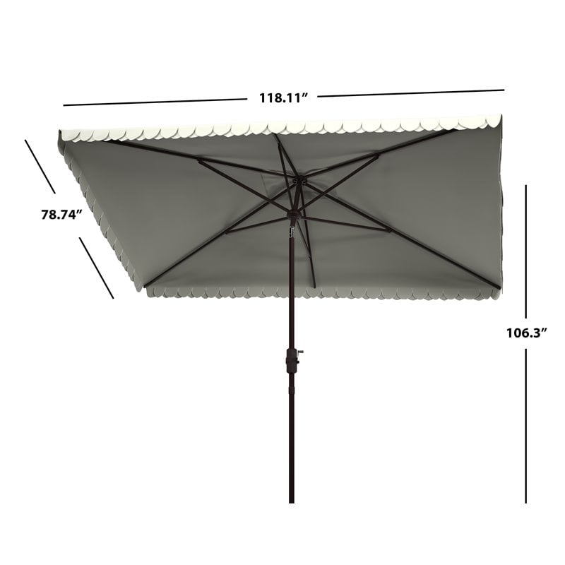 Safavieh Elegant Valance 6.5x10ft Rect Metal/Polyester Umbrella in Beige/White