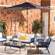 Safavieh Athens 6.5x10ft Rectangle Crank Metal/Polyester Umbrella in Navy/White
