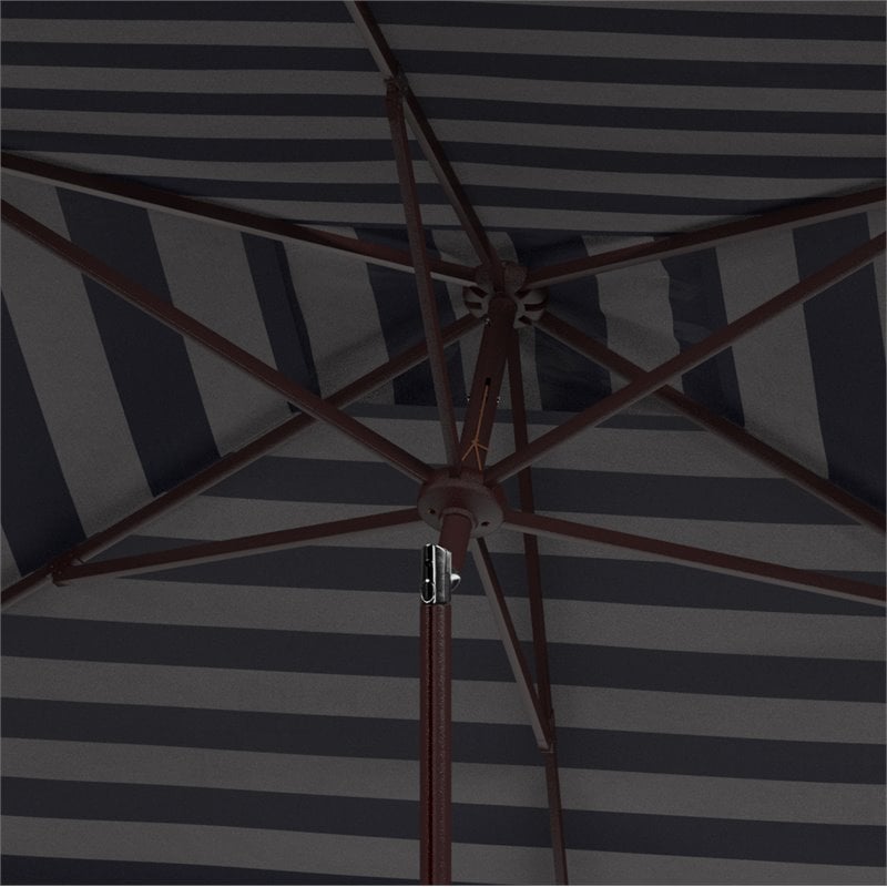 Safavieh Athens 6.5x10ft Rectangle Crank Metal/Polyester Umbrella in Navy/White