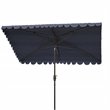 Safavieh Venice 6.5x10ft Metal/Polyester Rectangle Crank Umbrella in Navy/White