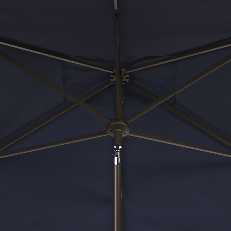 Safavieh Venice 6.5x10ft Metal/Polyester Rectangle Crank Umbrella in Navy/White