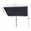 Safavieh Venice 6.5x10ft Metal/Polyester Rectangle Crank Umbrella in Navy/White