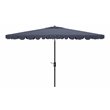 Safavieh Venice 6.5x10ft Metal/Polyester Rectangle Crank Umbrella in Navy/White