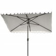Safavieh Venice 6.5x10ft Metal/Polyester Rectangle Crank Umbrella in White/Black