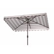 Safavieh Vienna 6.5x10ft Metal/Polyester Rectangle Crank Umbrella in Gray/White
