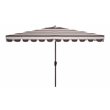 Safavieh Vienna 6.5x10ft Metal/Polyester Rectangle Crank Umbrella in Gray/White