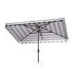 Safavieh Vienna 6.5x10ft Metal/Polyester Rectangle Crank Umbrella in Black/White