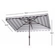Safavieh Vienna 6.5x10ft Metal/Polyester Rectangle Crank Umbrella in Black/White