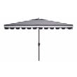 Safavieh Vienna 6.5x10ft Metal/Polyester Rectangle Crank Umbrella in Black/White