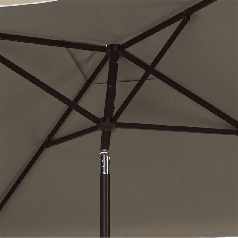 Safavieh Zimmerman 7.5ft Square Metal/Polyester Market Umbrella in Beige/White
