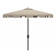 Safavieh Zimmerman 7.5ft Square Metal/Polyester Market Umbrella in Beige/White