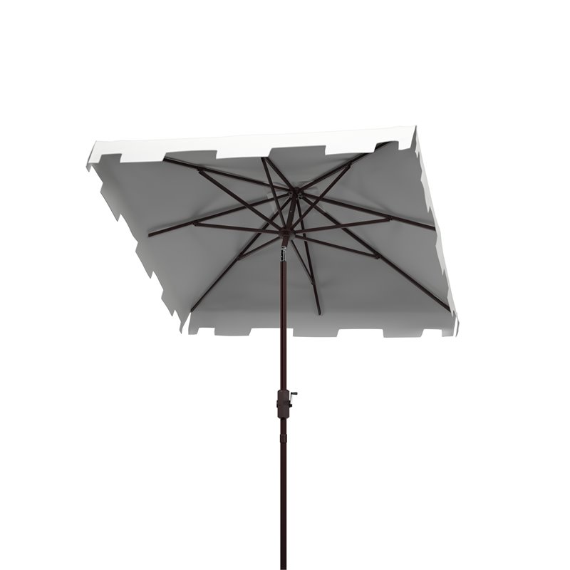 Safavieh Zimmerman 7.5ft Square Metal/Polyester Market Umbrella in White