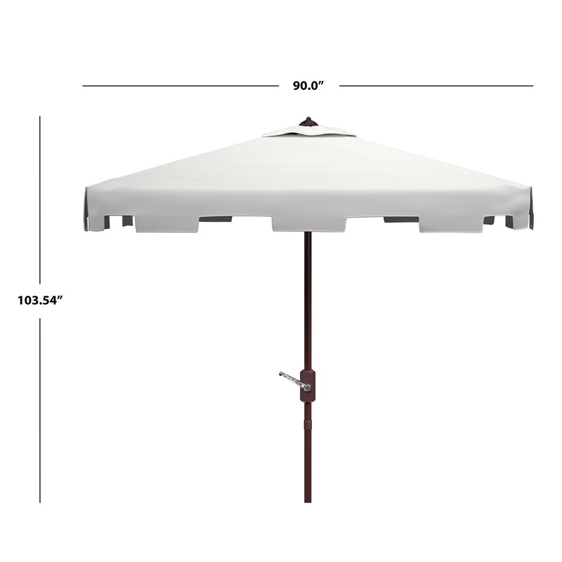 Safavieh Zimmerman 7.5ft Square Metal/Polyester Market Umbrella in White