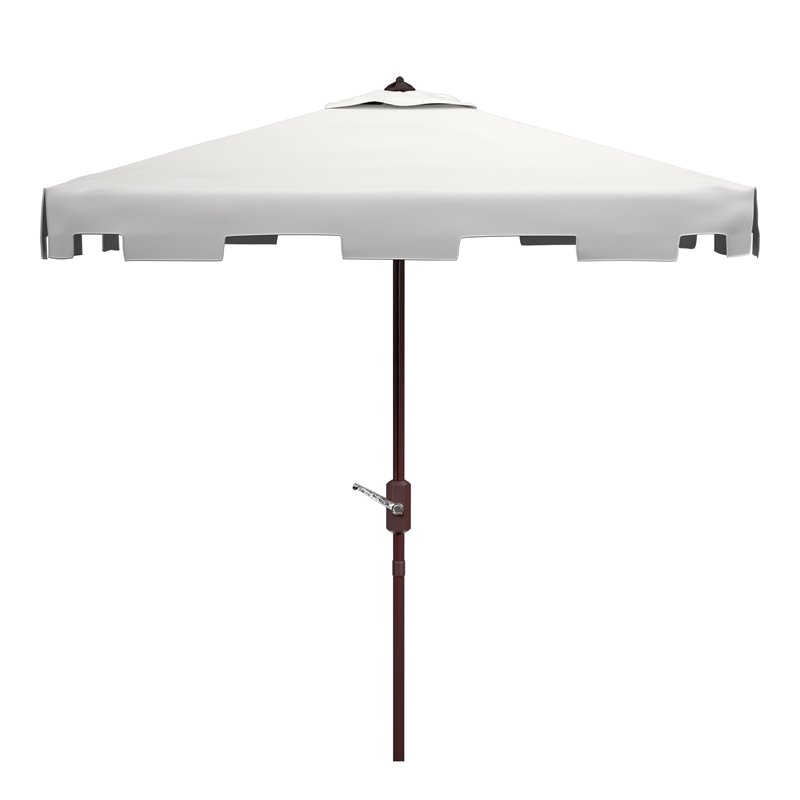 Safavieh Zimmerman 7.5ft Square Metal/Polyester Market Umbrella in White