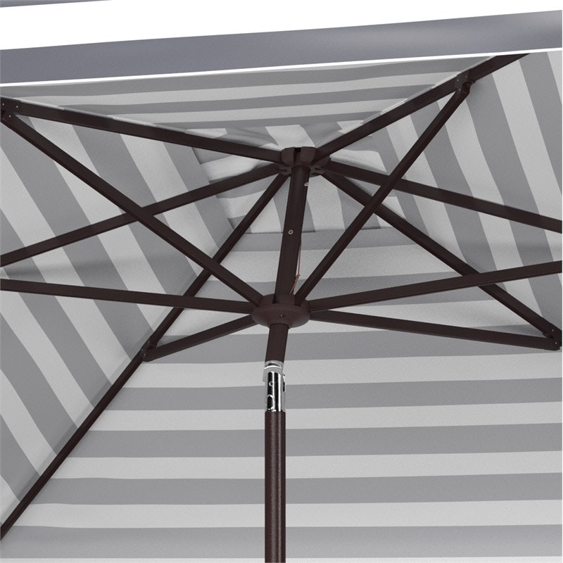 Safavieh Elsa Fashion Line 7.5ft Square Metal/Polyester Umbrella in Black/White