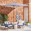 Safavieh Iris Fashion Line 7.5ft Square Metal/Polyester Umbrella in Navy/White