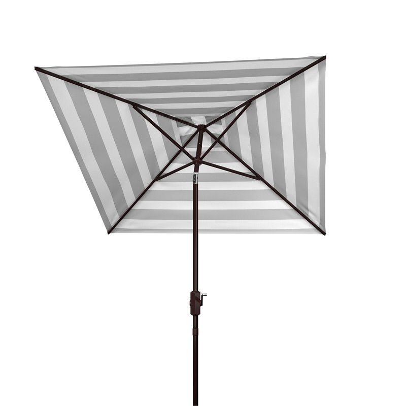 Safavieh Iris Fashion Line 7.5ft Square Metal/Polyester Umbrella in Navy/White