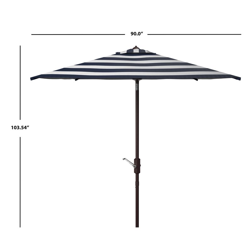 Safavieh Iris Fashion Line 7.5ft Square Metal/Polyester Umbrella in Navy/White