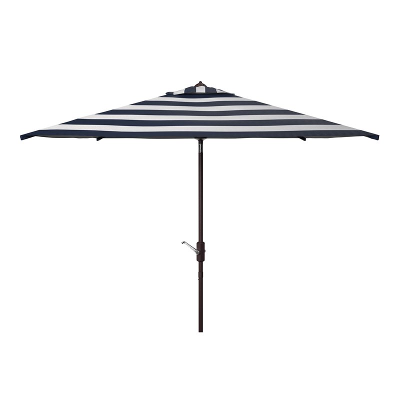 Safavieh Iris Fashion Line 7.5ft Square Metal/Polyester Umbrella in Navy/White