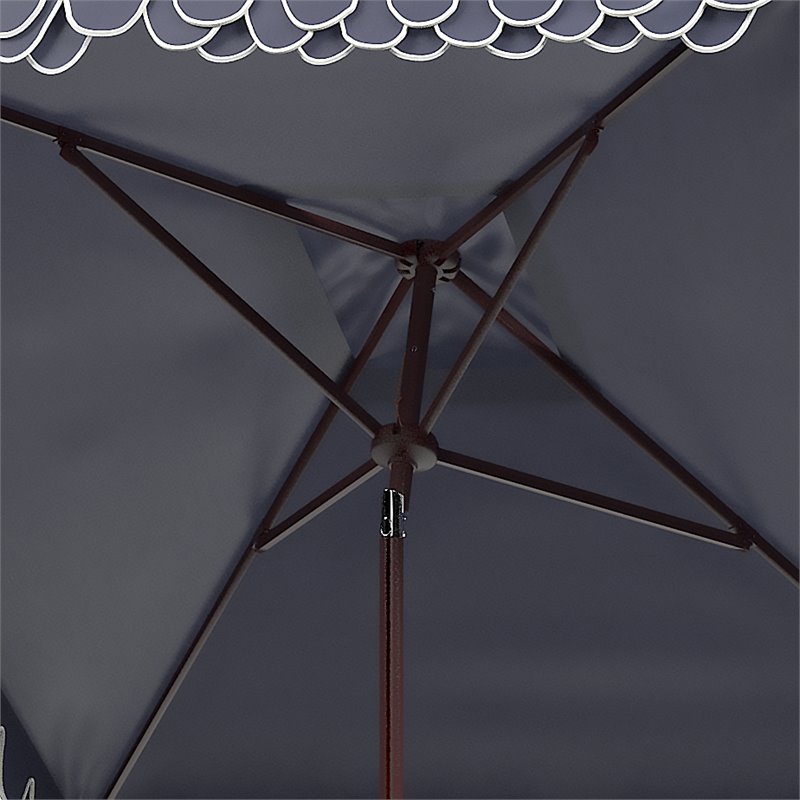Safavieh Elegant Valance 7.5ft Square Metal/Polyester Umbrella in Navy/White