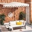 Safavieh Elegant Valance 7.5ft Square Metal/Polyester Umbrella in Beige/White