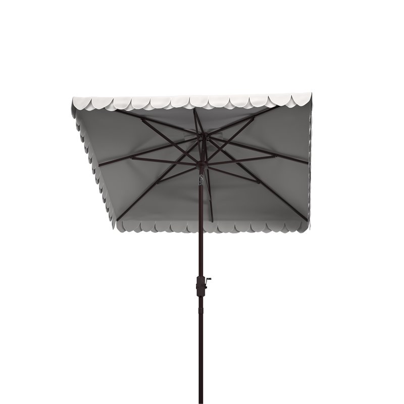 Safavieh Elegant Valance 7.5ft Square Metal/Polyester Umbrella in Beige/White