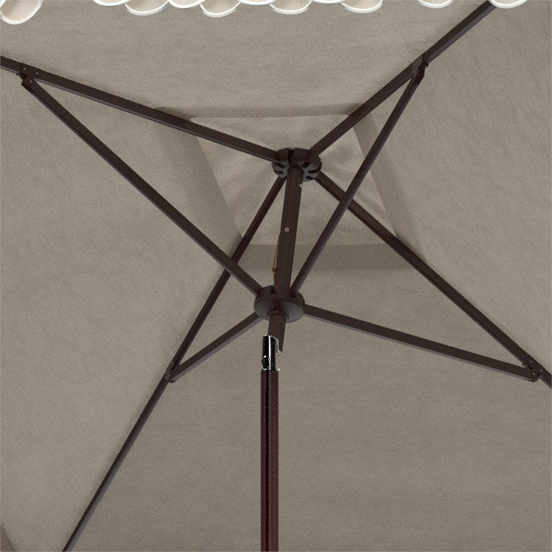 Safavieh Elegant Valance 7.5ft Square Metal/Polyester Umbrella in Beige/White