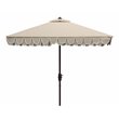 Safavieh Elegant Valance 7.5ft Square Metal/Polyester Umbrella in Beige/White