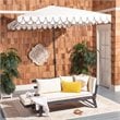 Safavieh Elegant Valance 7.5ft Square Metal/Polyester Umbrella in White/Black