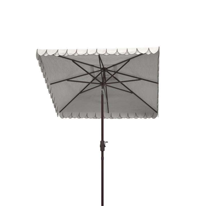 Safavieh Elegant Valance 7.5ft Square Metal/Polyester Umbrella in White/Black