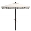 Safavieh Elegant Valance 7.5ft Square Metal/Polyester Umbrella in White/Black
