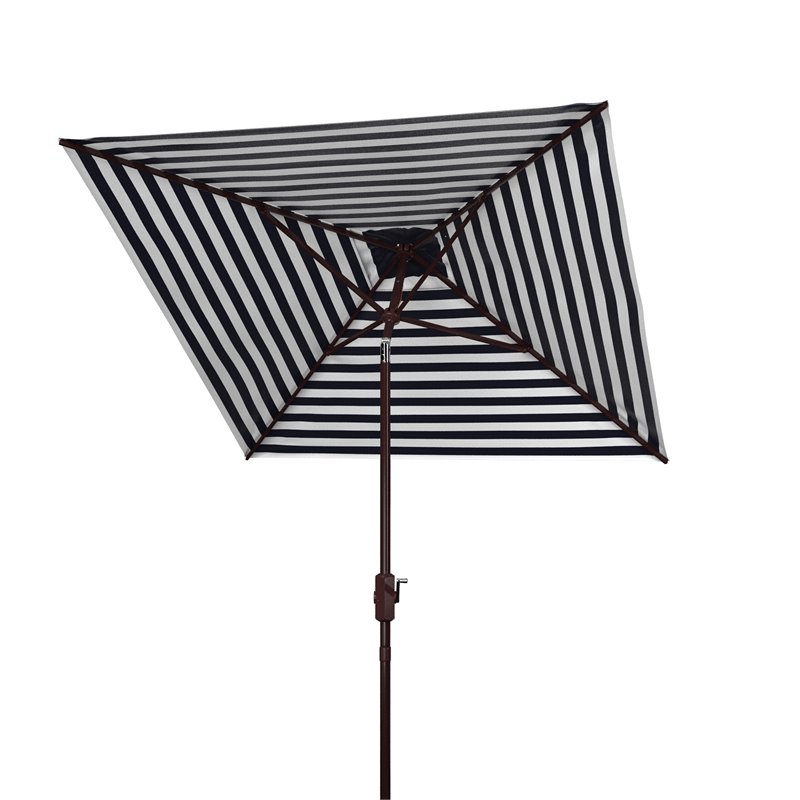Safavieh Athens 7.5ft Square Crank Metal/Polyester Umbrella in Navy/White