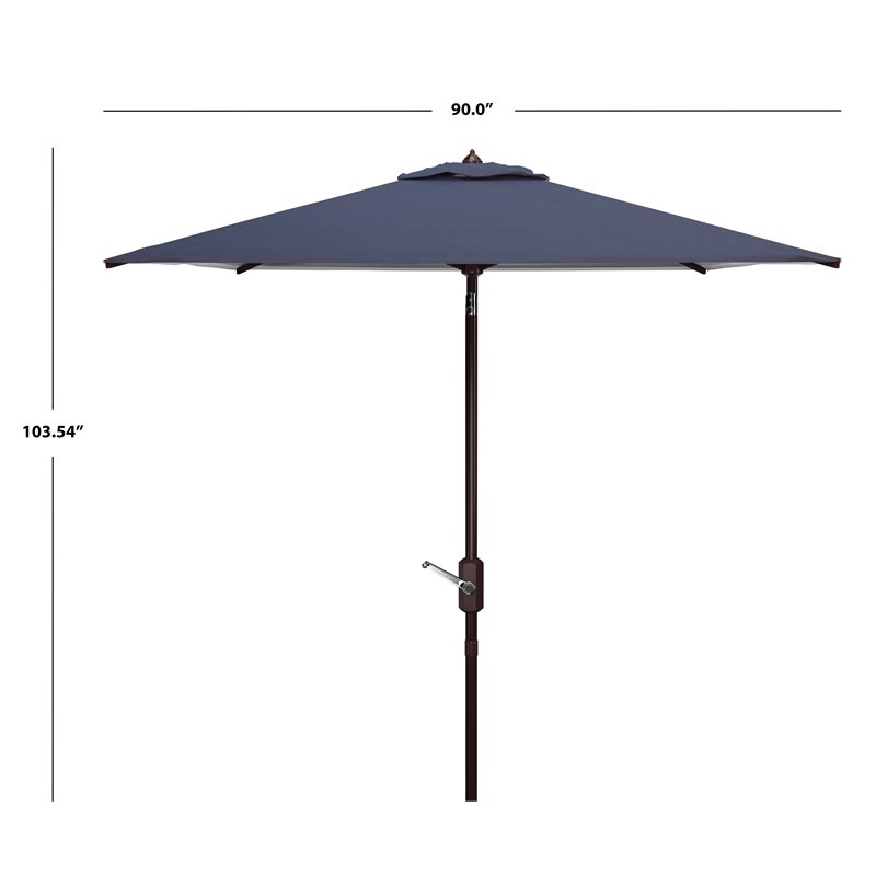 Safavieh Athens 7.5ft Square Crank Metal/Polyester Umbrella in Navy/White