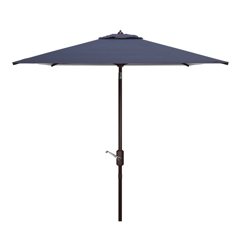 Safavieh Athens 7.5ft Square Crank Metal/Polyester Umbrella in Navy/White