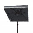 Safavieh Milan Fringe 7.5ft Square Metal/Polyester Market Umbrella in Navy