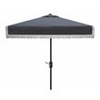 Safavieh Milan Fringe 7.5ft Square Metal/Polyester Market Umbrella in Navy
