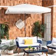 Safavieh Milan Fringe 7.5ft Square Metal/Polyester Market Umbrella in White