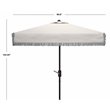 Safavieh Milan Fringe 7.5ft Square Metal/Polyester Market Umbrella in White