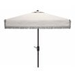Safavieh Milan Fringe 7.5ft Square Metal/Polyester Market Umbrella in White