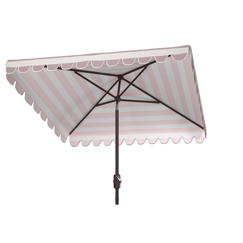 Safavieh Vienna 7.5ft Square Crank Metal/Polyester Umbrella in Gray and White