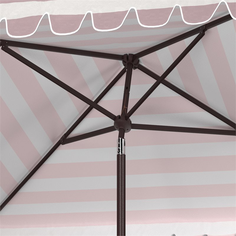 Safavieh Vienna 7.5ft Square Crank Metal/Polyester Umbrella in Gray and White